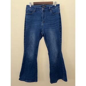 Flying Banana High Rise Flare Jeans Size 12S Blue Stretch Denim